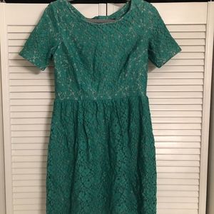Green and Tan Lace Dress